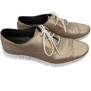 Women's Cole Haan Gold Leather Oxford Shoes zero Grand